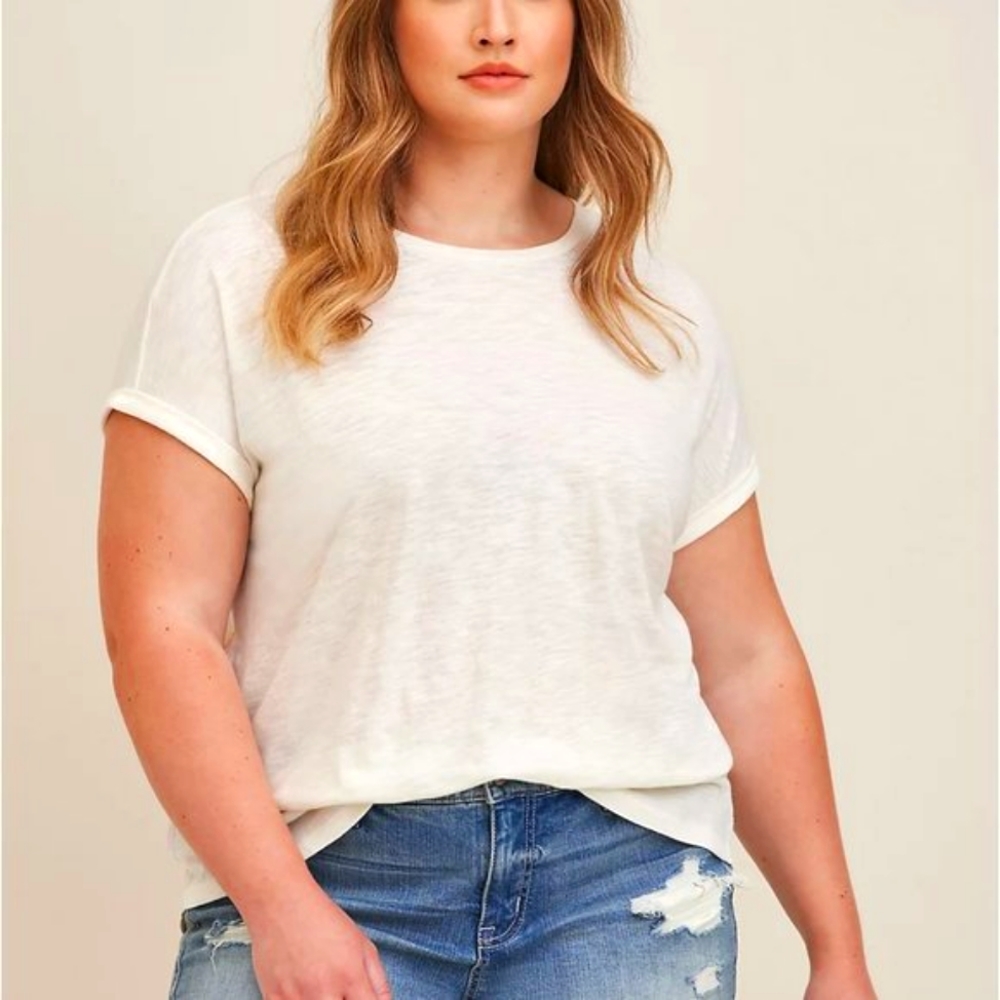 ❤️NWT TORRID TEE - PASTEL STRIPES - WHITE CLIP DOT BABYDOLL DOLMAN PLUS